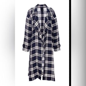 Marissa Webb Corey Plaid blue and white over coat size XS